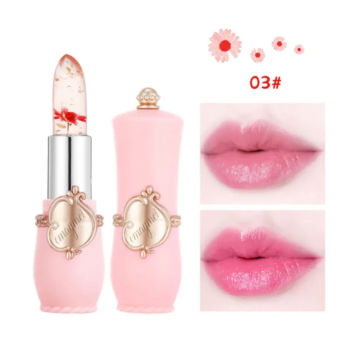 Emaymei Jelly Crystal Lipstick Flower Temperature Color Changing Lip Gloss Transparent Long Lasting Lipstick Moisturizer Makeup - Image 4